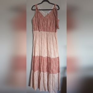 True craft maxi dress burnt orange and tan